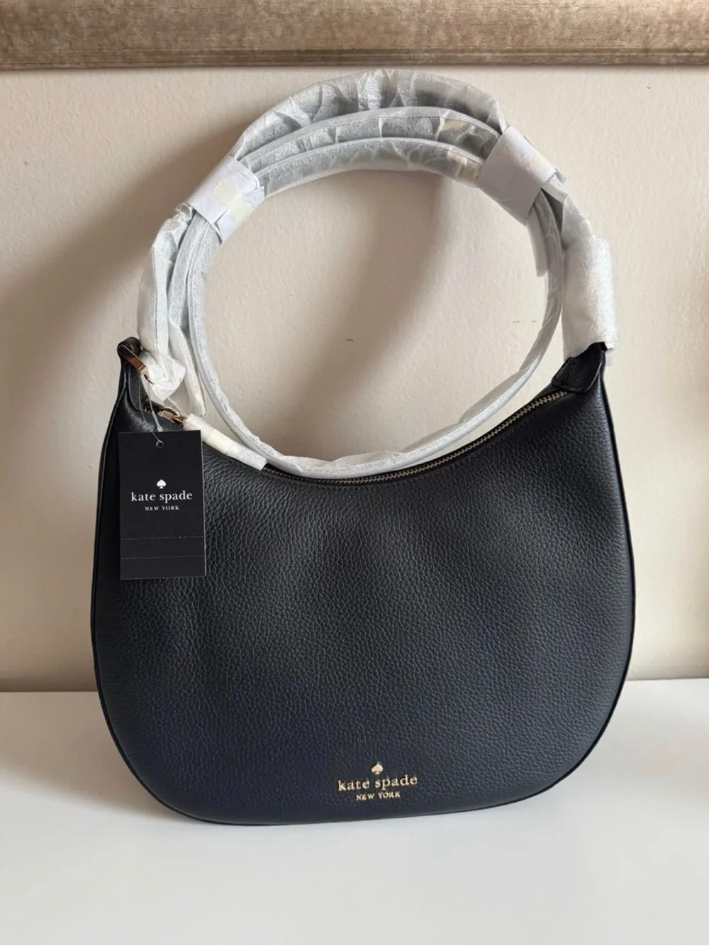 kate spade Black Pebbled Leather Hobo Shoulder Bag